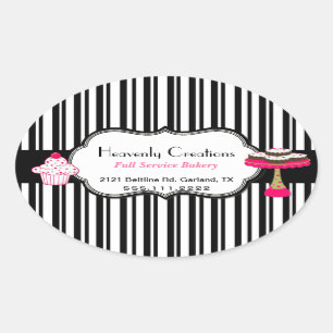 Ovalada Pegatina de panadería Personalizado de franjas y d