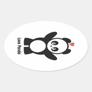 Ovalada Pegatina de Panda® del amor