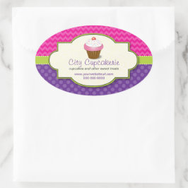 Ovalada Pegatina de promoción de tienda de pasteles