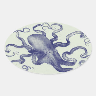 Ovalada pegatina de pulpo vintage