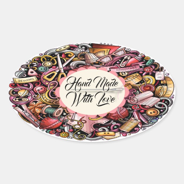 Ovalada Pegatina de puntas de coser (Anverso)