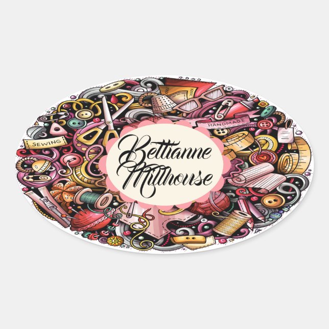 Ovalada Pegatina de puntas de coser (Anverso)