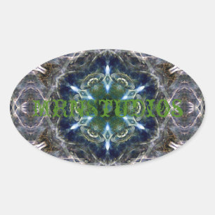 Ovalada Pegatina de redondeo clásico de Folk Mandala