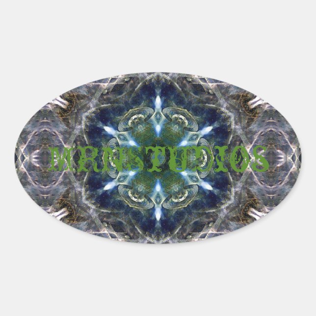 Ovalada Pegatina de redondeo clásico de Folk Mandala (Anverso)