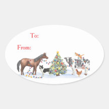 Pegatina de regalo de vacaciones de animales de gr