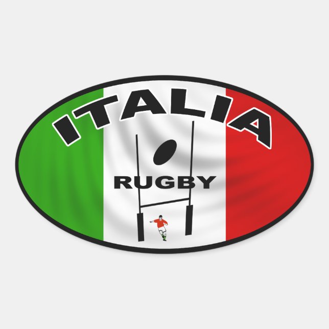 Ovalada Pegatina de Rugby de Italia (Anverso)