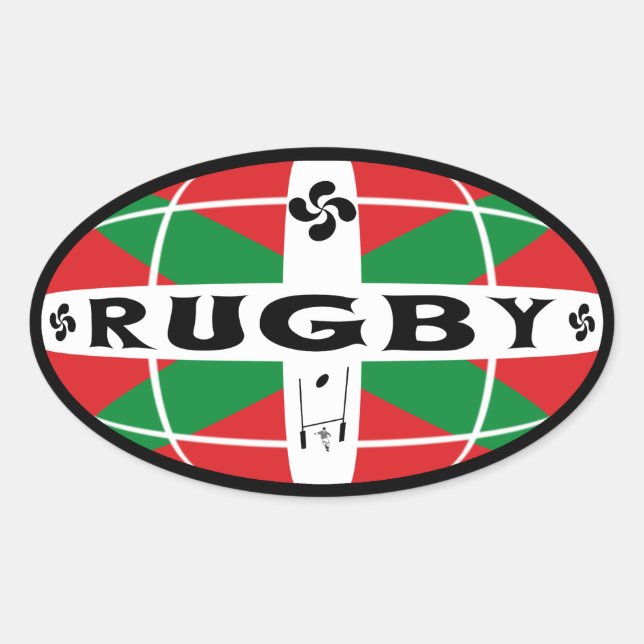 Ovalada Pegatina de rugby vasco (Anverso)