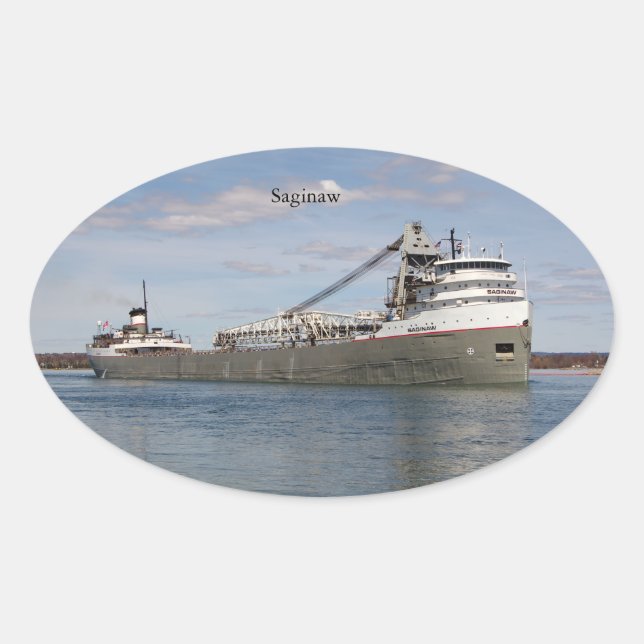 Ovalada Pegatina de Saginaw (Anverso)