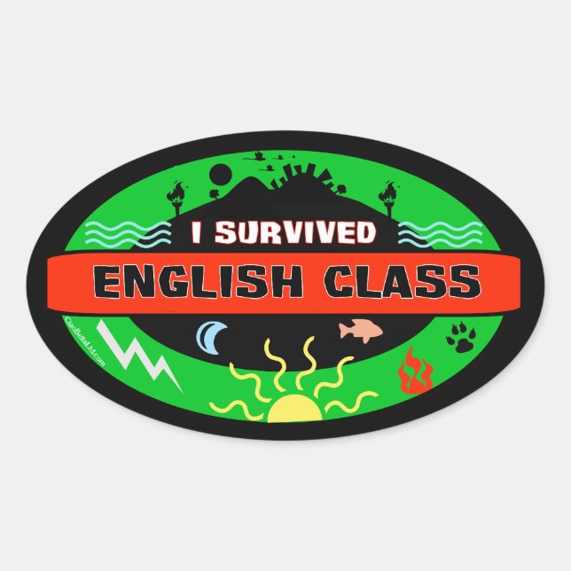 Ovalada Pegatina de sobrevivientes de clase inglesa capric (Anverso)