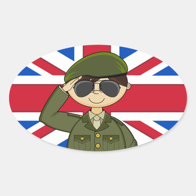 Ovalada Pegatina de soldados del ejército británico (Anverso)