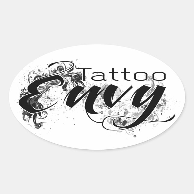 Ovalada Pegatina de Tattoo Envy (Anverso)