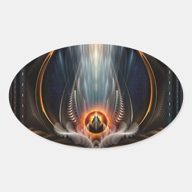 Ovalada Pegatina de vista imperial de arte fractal (Anverso)