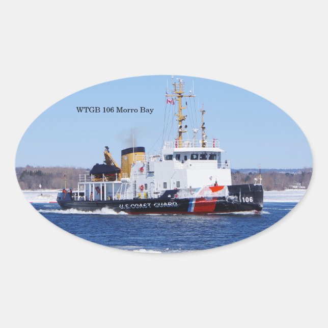 Ovalada Pegatina de WTGB 106 Morro Bay (Anverso)