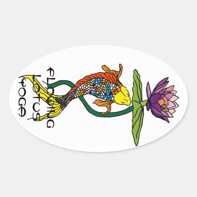 Ovalada Pegatina de yoga de Lotus (Anverso)