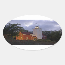 Ovalada pegatina del atardecer del faro de 40 millas