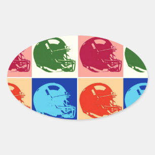Ovalada Pegatina del casco de fútbol de arte pop