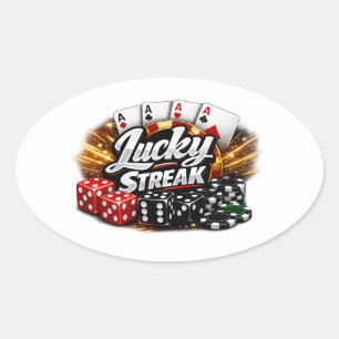 Ovalada Pegatina del Casino Lucky Streak
