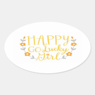 Ovalada Pegatina del Chica Happy Go Lucky
