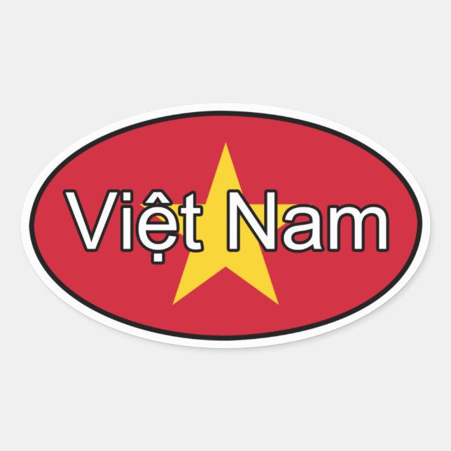 Ovalada Pegatina del euro con bandera de Vietnam (Anverso)
