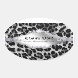 Ovalada Pegatina del leopardo de la moda, jewelry blanco n