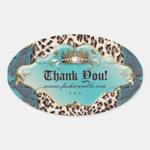 Ovalada Pegatina del leopardo de la moda Jewelry Crown Ver