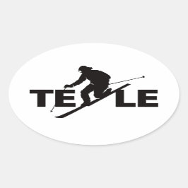 Ovalada Pegatina del logotipo del TELE negro