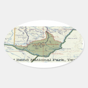 Ovalada Pegatina del Mapa del Parque Nacional Big Bend