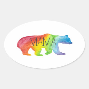 Ovalada Pegatina del orgullo de la familia Mama Bear Water
