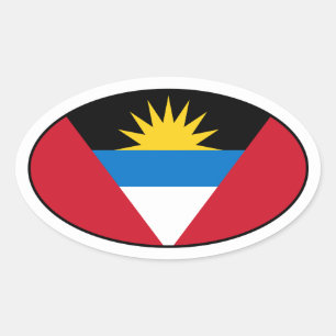 Ovalada Pegatina del Oval de Bandera de Antigua y Barbuda