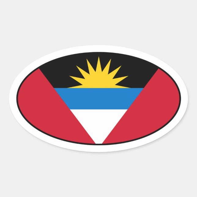 Ovalada Pegatina del Oval de Bandera de Antigua y Barbuda (Anverso)