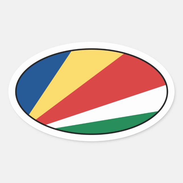 Ovalada Pegatina del Oval de la bandera de Seychelles (Anverso)