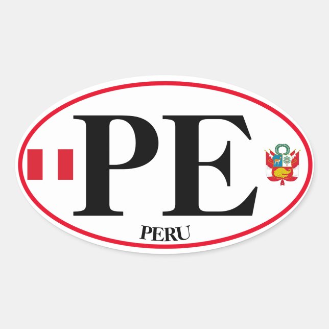 Ovalada Pegatina del Oval de Perú al estilo euro (Anverso)