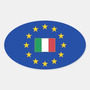 Ovalada Pegatina del óvalo de Italia de la unión europea