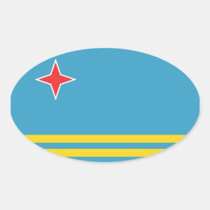 Ovalada Pegatina del óvalo de la bandera de Aruba