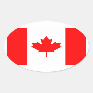 Ovalada Pegatina del óvalo de la bandera de Canadá