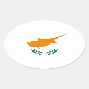 Ovalada Pegatina del óvalo de la bandera de Chipre