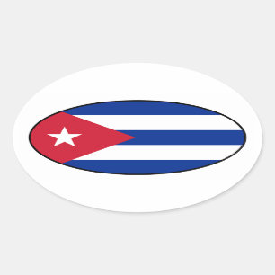 Ovalada Pegatina del óvalo de la bandera de Cuba