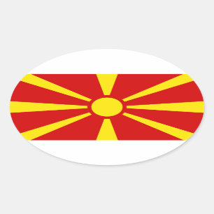 Ovalada Pegatina del óvalo de la bandera de Macedonia