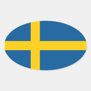 Ovalada Pegatina del óvalo de la bandera de Suecia