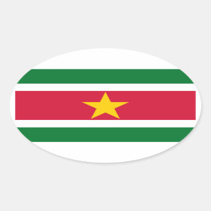 Ovalada Pegatina del óvalo de la bandera de Suriname