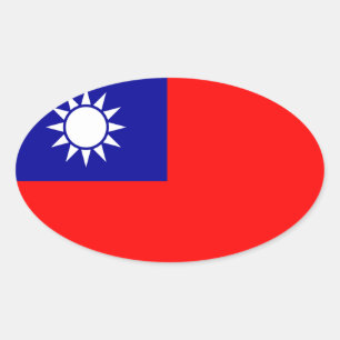 Ovalada Pegatina del óvalo de la bandera de Taiwan*