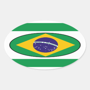 Ovalada Pegatina del óvalo de la bandera del Brasil