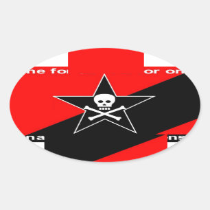 Ovalada pegatina del óvalo del anarquista de la guerra de