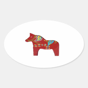 Ovalada Pegatina del óvalo del caballo de Dala