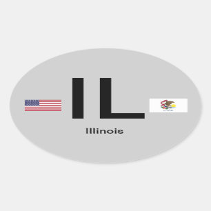 Ovalada Pegatina del óvalo del Euro-Estilo de Illinois*