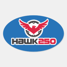 Ovalada Pegatina del óvalo del fondo azul del logotipo Haw