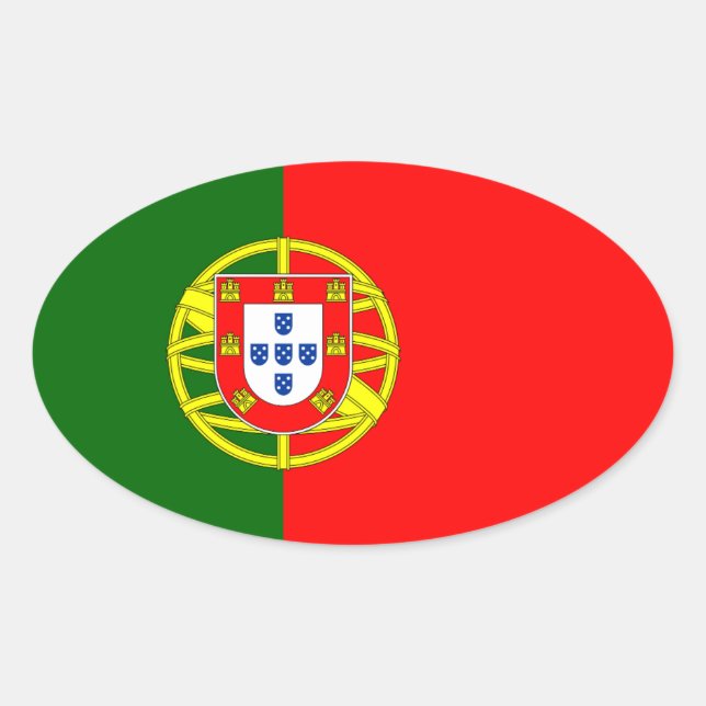 Ovalada Pegatina del país de bandera de Portugal | Bandera (Anverso)