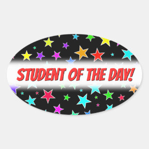 Ovalada Pegatina del patrón de estrellas divertidas y colo