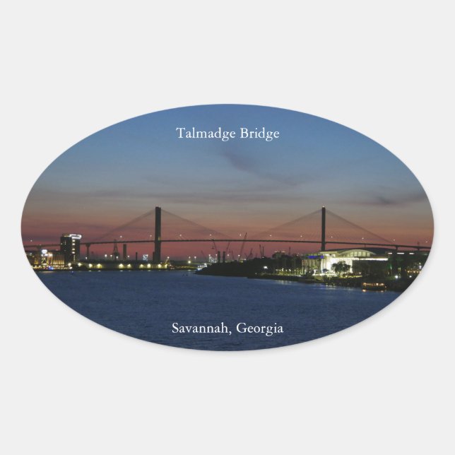 Ovalada Pegatina del puente Talmadge (Anverso)