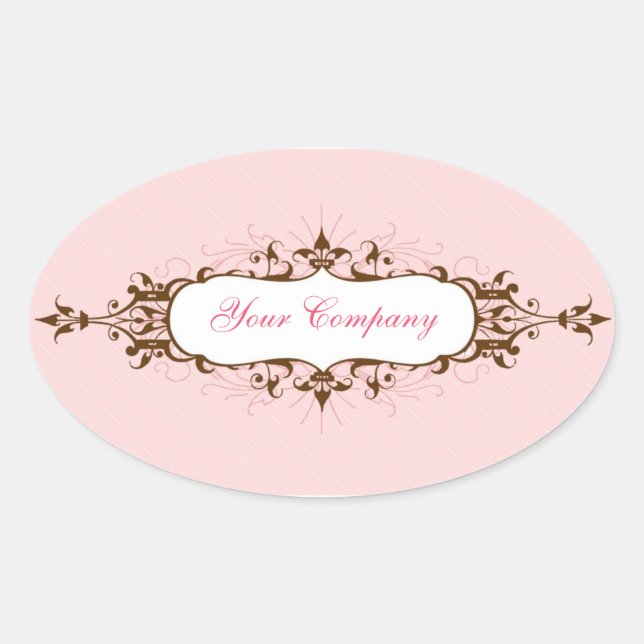 Ovalada Pegatina delicioso rosa y marrón (Anverso)
